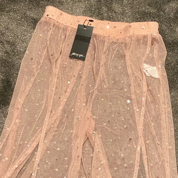 NastyGal Vacation Stars Pink Wide Leg High Waist Slit CoverUp Pants Taylor Swift - Picture 5 of 10